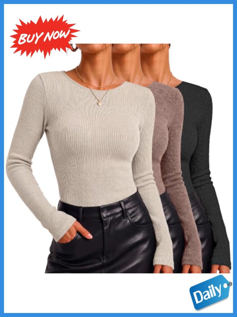 Ekouaer Womens Long Sleeve Ribbed Tops Boat Neck Fitted Fall Shirt